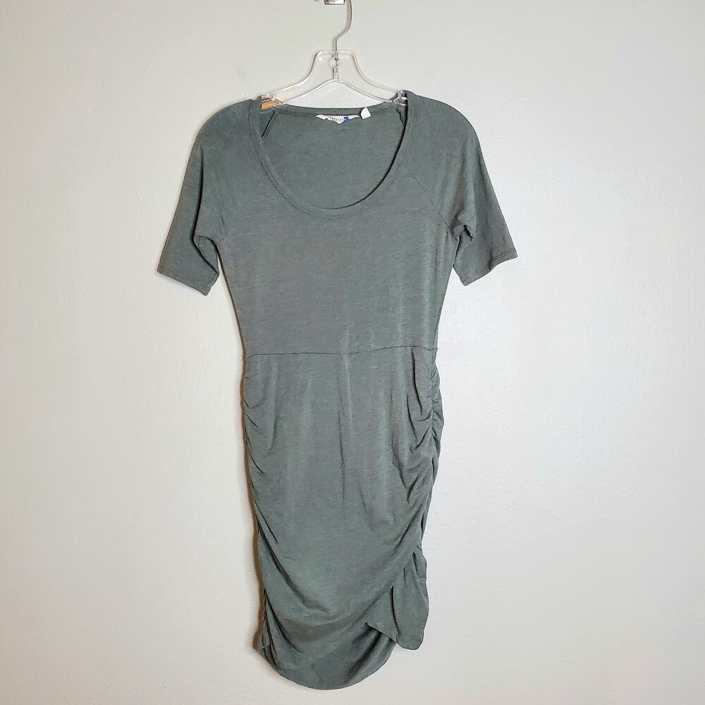 Athleta Seeker Ruched Mini Dress Stretchy Jersey Green XXS Athleisure Active